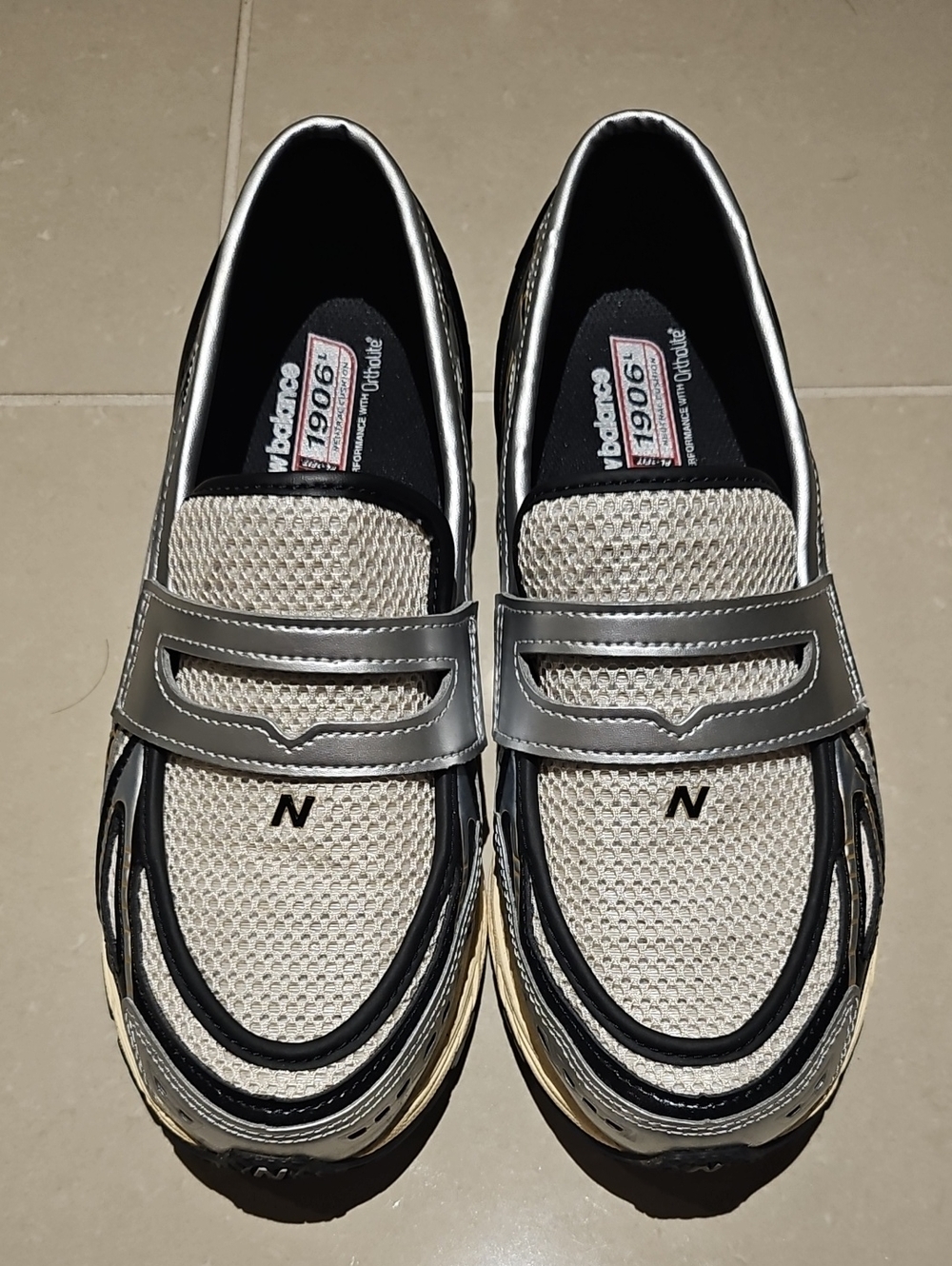 New Balance Men’s Cream / Black / Silver 1906L Loafers - Size 9